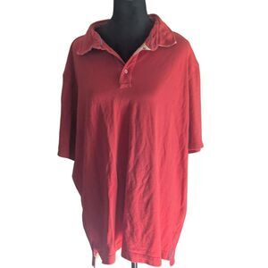 ROBERT GRAHAM Polo Shirt 3XL Red Tropical Contrast Collar Big & Tall Pique Knit